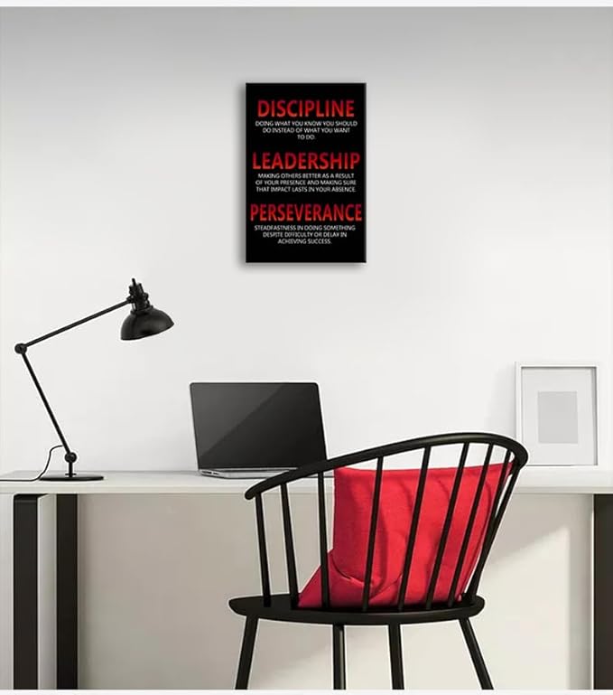 Motivational Discipline Leadership Perseverance Poster Inspirational Canvas Painting Wall Art Prints Wall Inspiring Pictures for Home Decor Office Living Room Framed Ready to Hang[12''W X 18''H]