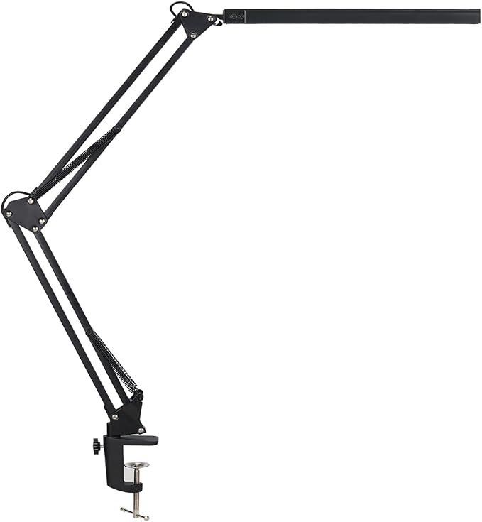 LED Architect Desk Lamp, Touch Control Metal Swing Arm Dimmable Task Lamp, Eye Care Table Lamp with Clamp (5 Color Modes, 10-Level Dimmer) Highly Adjustable Office, Craft, Workbench Light