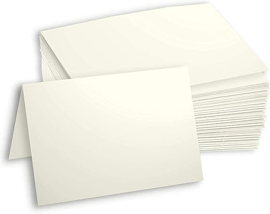 Hamilco Cream White Cardstock Paper Blank Tent Cards – A2 Folded, 4.25" x 5.5", Heavyweight 80 lb Cover, Printable Place & Invitation Cards, 100 Cards