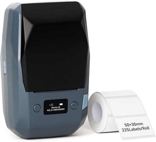 Label Printer, M2 Portable Thermal Transfer Label Printer Multi-Function Sticker Maker Machine for Office Clothes Tag Power Cable