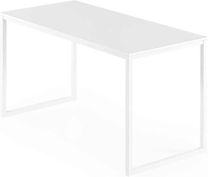 Zinus Jennifer 55 Inch White Frame Desk, Computer Workstation, Office Desk, Easy Assembly, White