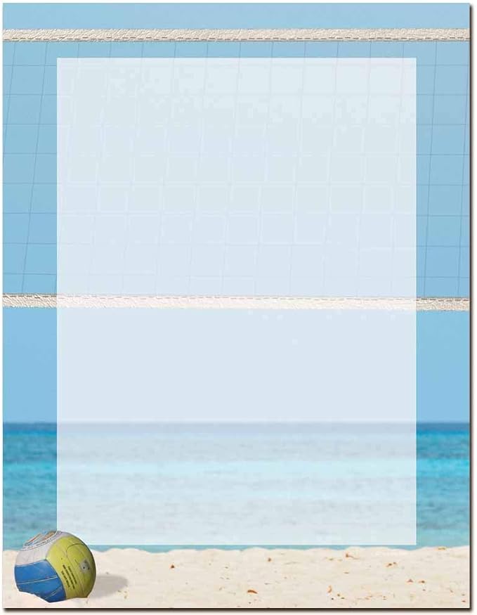 Beach Volleyball Letterhead Laser & Inkjet Printer Paper (100 Pack)
