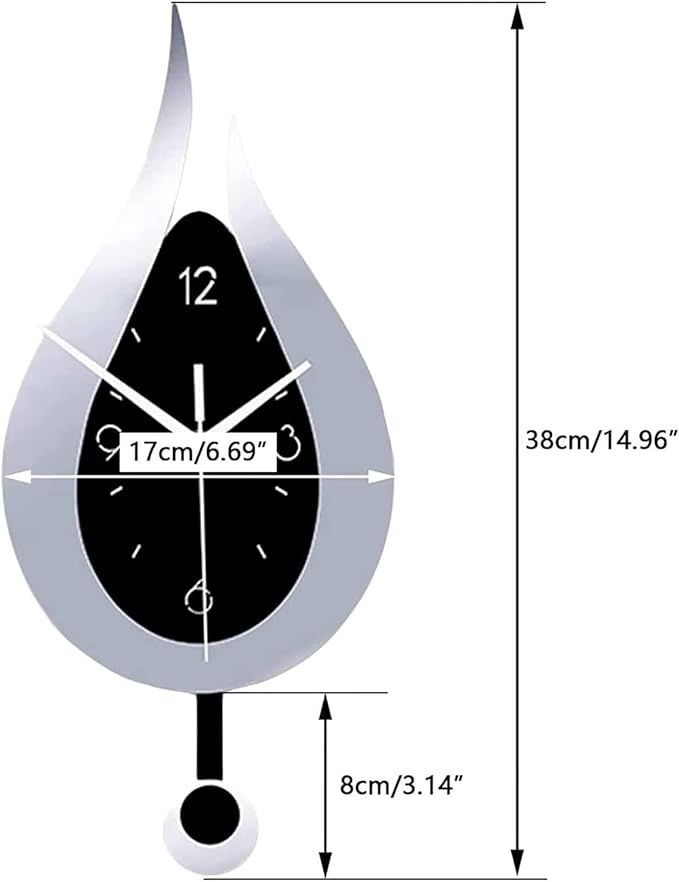 Wall Clock Wall Clock 3D Modern Wall Clock Decor Decorative Office Wall Clock with Pendulum Silent Numerals Water Drop Wall Clock Modern Clock (C 17 * 38cm)