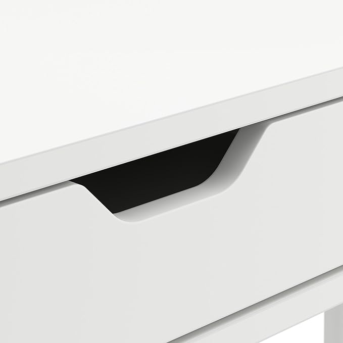 Nora 40W Writing Desk in Pure White | Compact Writing Table with Storage, Workstation for Home Office or Study Room