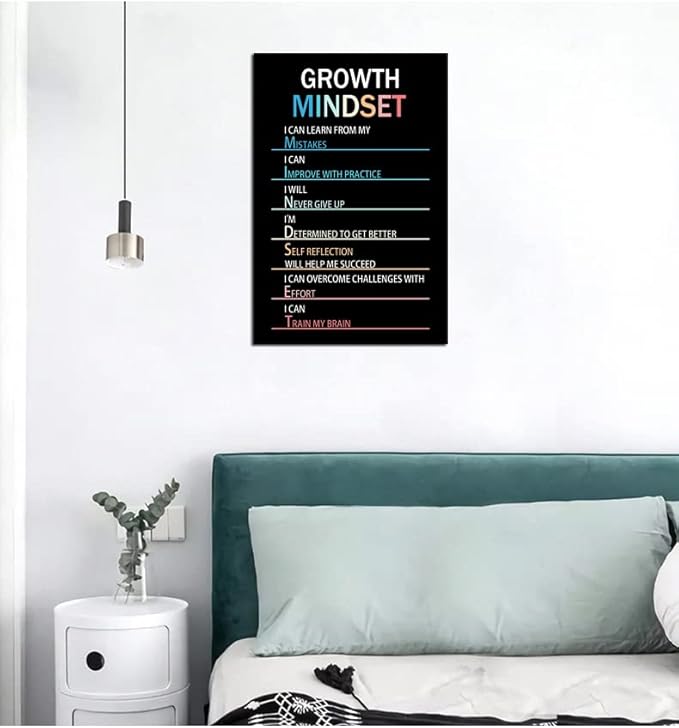 WYJZDZQ8 Inspirational Canvas Painting Growth Mindset Wall Art Motivational Poster Inspiring Prints Wall Pictures for Living Room Office Home Decor Office Framed Ready to Hang [12''W x 18''H]