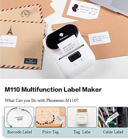 Phomemo M110 Label Maker with 3 Rolls 1.96’’ x 2.75’’ (50x70mm) Thermal Labels, Bluetooth Thermal Label Maker Printer Apply to Labeling, Office, Cable, Retail, Barcode, Compatible with Android & iOS