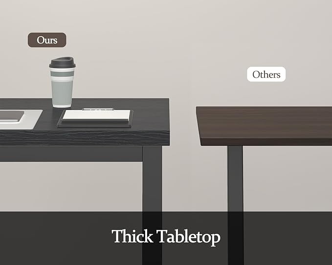 Modern Simple Table with Thick Tabletop, 47 Inch Small Computer Desk, Gaming Desk with Adjustable Feet, Study Writing Table for Home Office Work, Black