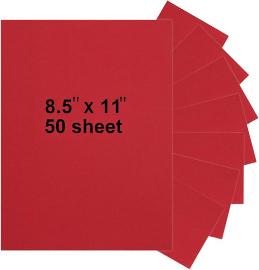 50 Sheets 8.5" x 11" Red Cardstock, Heavyweight Cardstock Sheets Blank Invitation Paper Greeting Cards Printable, 75lb Cover 200 GSM