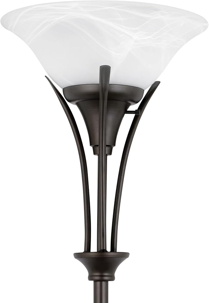 Globe Electric 63361 Gatineau 71" Dark Bronze Floor Lamp with Alabaster Glass Shade