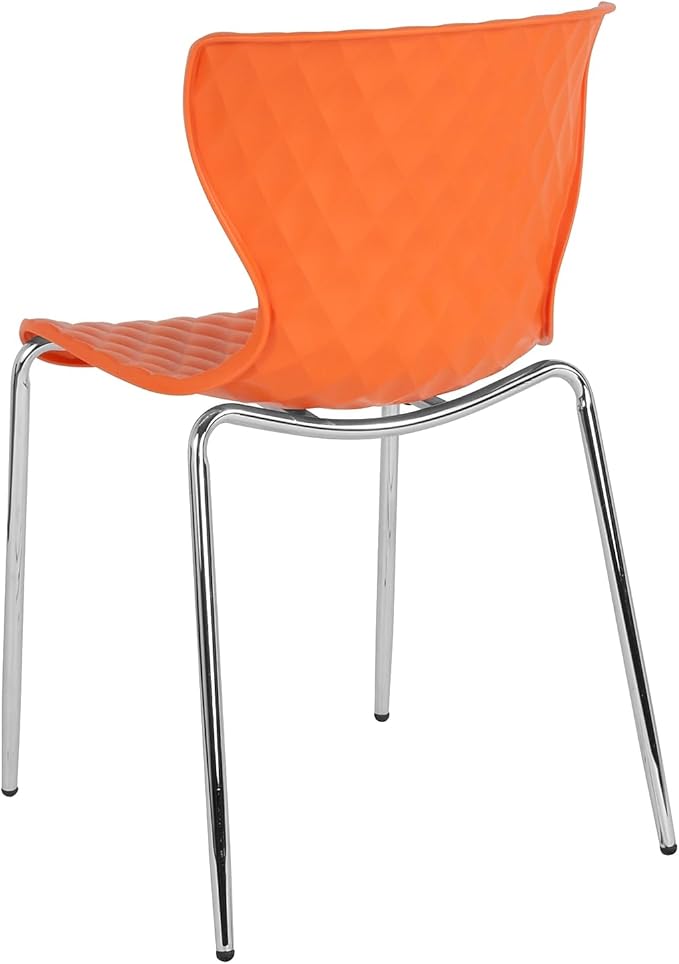 Flash Furniture 4 Pack Lowell Contemporary Design Orange Plastic Stack Chair