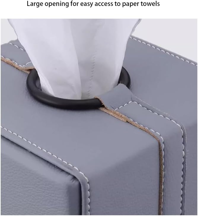 Stylish Tissue Box Durable Leather Tissue Box and Pu Tissue Box Holder Can be Used for Bathroom Dressing Table Bedside Table Office Desk Modern Tissue Box (Color : White) (Gray)