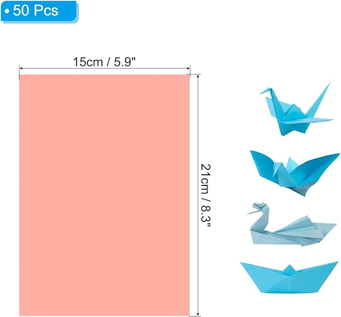 PATIKIL Fluorescent Pink Colored Copy Paper, 50 Sheets 8.3x5.9" A5 19lb/70gsm Double Sided Colorful Print Paper Bulk Sheet DIY Craft Art Projects Supplies for Printer Origami