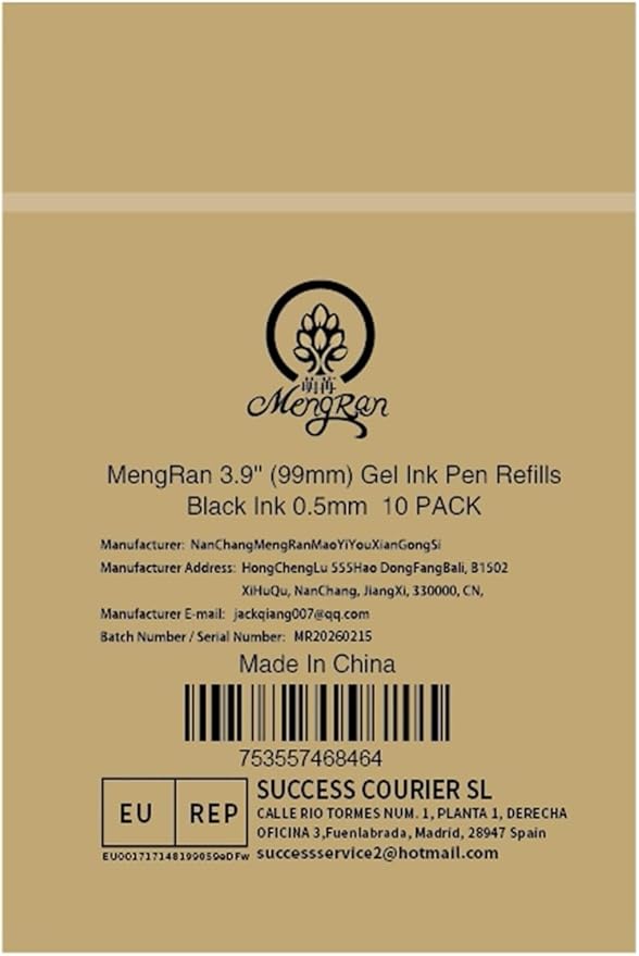 MengRan 3.9'' Gel Ink Pen Refills for Click Pens, 0.5mm Fine Tip,Compatible with Parker Pen Refill (Gel Ink-Black Ink-10Pcs)