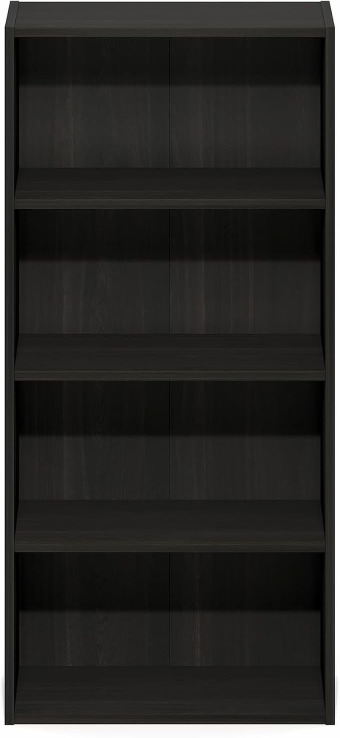 Furinno Basic Book Shelf, 4-Tier Bookcase with Open Shelf, Bookshelf, Cube Storage Organizer, 7 x 17 x 35, for Living Room, Bedroom, Home Office, Espresso