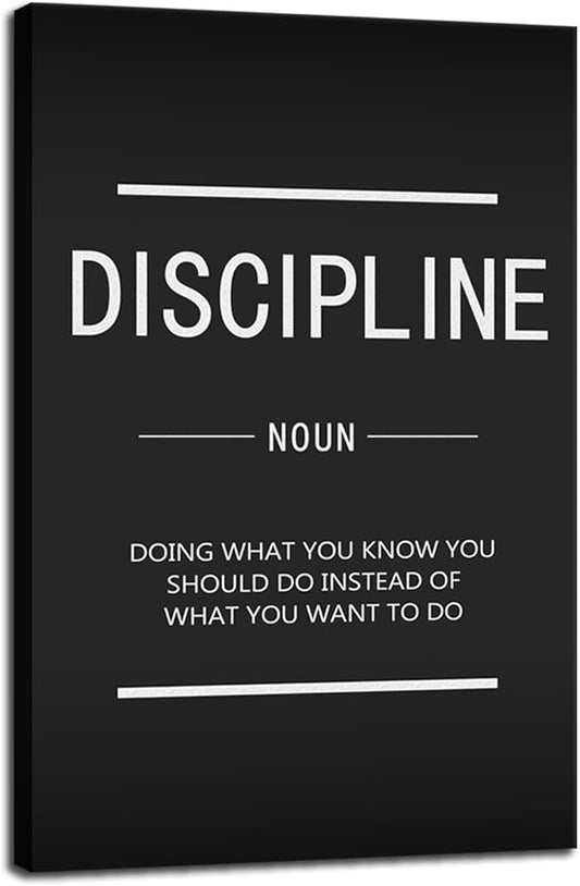 WYJZDZQ8 Inspirational Canvas Wall Art Discipline Noun Painting Poster Motivational Entrepreneur Quotes Proverbs Picture Print Artwork Office Home Wall Decoration Framed Ready to Hang[12" W X 18" H]
