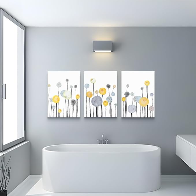 Lapremoly Canvas Wall Art For Living Room Bedroom Office Wall Decor Abstract Dandelion Flowers Watercolor Paintings Modern Wall Pictures Prints Artwork Kitchen Decorations Room Home Decor 3 Piece