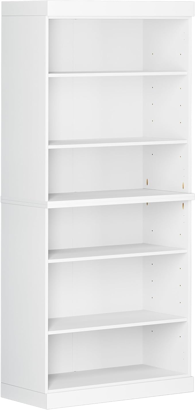 Palace Imports Solid Wood Bookcase - Stackable Modular 6 Tier Bookshelf - 71.5" Tall x 32" Wide - White Book Shelf, Open Display Shelf for Living Room, Office, 100% Eco-Friendly Wood, Made in Brazil