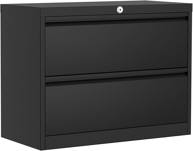 GAOMON 2-Drawer File Cabinet with Lock, Metal Lateral Filing Cabinets for Letter/Legal Size Documents, Heavy Duty File Storage for Home Office, Black (2 Drawers)