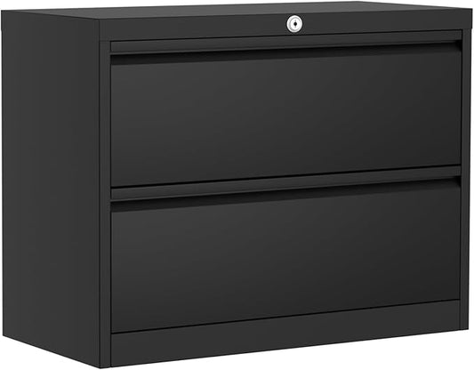GAOMON 2-Drawer File Cabinet with Lock, Metal Lateral Filing Cabinets for Letter/Legal Size Documents, Heavy Duty File Storage for Home Office, Black (2 Drawers)