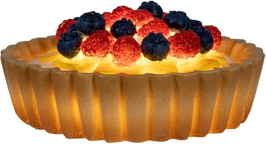 Fruits Tart Desk Light, Cute Resin College Lamp for Dorm Room or Kids Bedroom, Warm White LED Light, Battery Operated Decor for Girls & Home Office