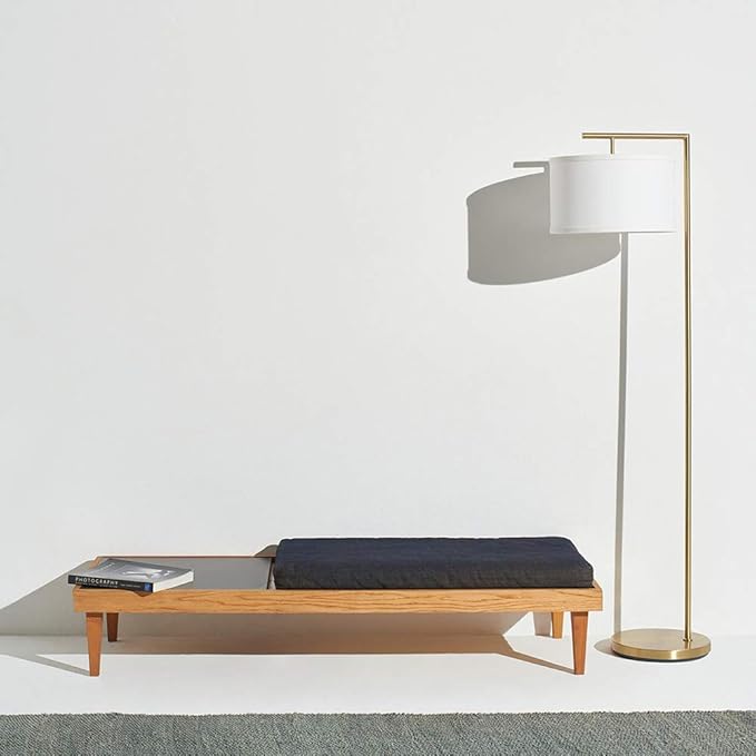 Brightech Montage Modern Floor Lamp - LED Standing Lamp with Adjustable Color Changing Bulbs for Living Rooms & Offices - Tall Corner Bedroom Reading Light for Contemporary Home Decor - Antique Brass