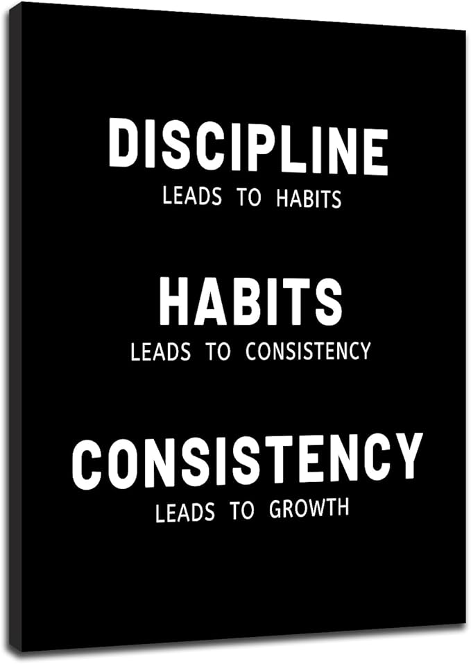 Inspirational Canvas Wall Art Discipline Consistency Quotes Motivational Wall Decor for Office Positive Poster Print Artwork for Modern Home Living Room Gym Wall Decor Ready to Hang [30''Wx 40''H]