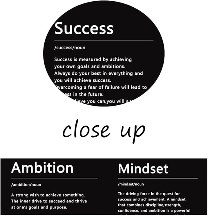 Inspirational Success Wall Art Mindset Ambition Noun Poster 3 Pieces Canvas Office Decor Inspiring Framed Prints Motivational Quotes Wall Art Decor Living Room Gym Ready to Hang[36''Wx 16''H]