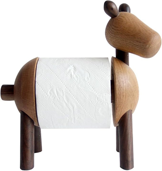 Durable Tissue Rack Wooden Animal Tissue Holder Cute Paper Roll Holder and Creative Standing Paper Towel Rack for Bedroom Office Washroom Sturdy Paper Holder (Brown)