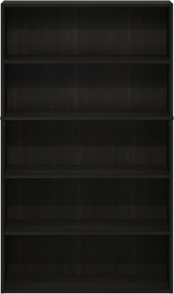 Furinno PASIR Book Shelf, 5-Tier Bookshelf, Bookcase with Open Shelf, 9.4 x 31.5 x 52.7, for Living Room, Bedroom, Home Office, Espresso