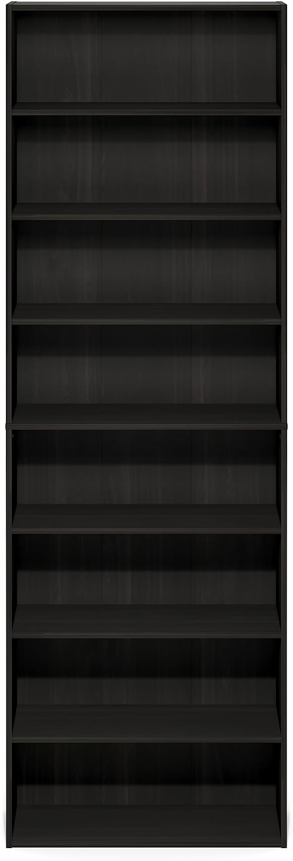 Furinno Basic Book Shelf, 8-Tier Bookcase with Open Shelf, Standing Bookshelf, Cube Storage Organizer, 12 x 24 x 71, for Living Room, Bedroom, Home Office, Espresso