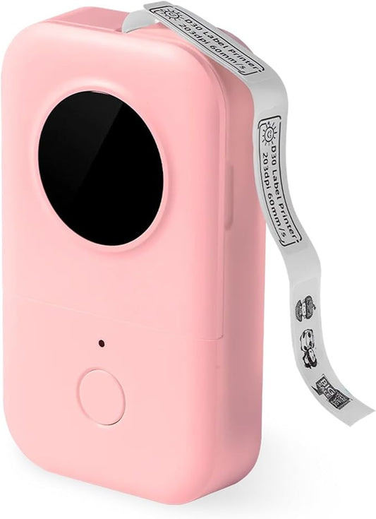 Label Printer, D30 Label Printer Sticker Maker Machine Portable Bluetooth Labeler for Office Home School(Pink)