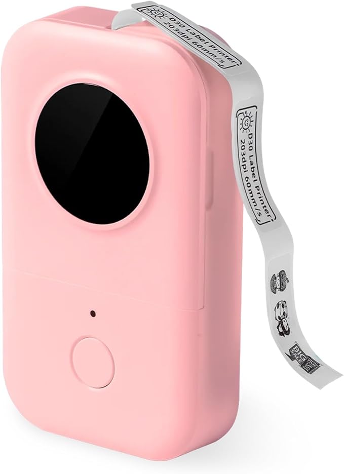 Label Printer, D30 Label Printer Sticker Maker Machine Portable Bluetooth Labeler for Office Home School(Pink)