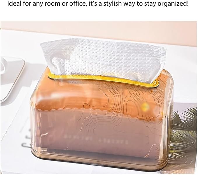 Stylish Tissue Box Spring Tissue Box and High-end Tissue Box Rectangular Tissue Holder for Vanity Bathroom Kitchen Office Room Home Decor Modern Tissue Box (Color : Amber) (White)