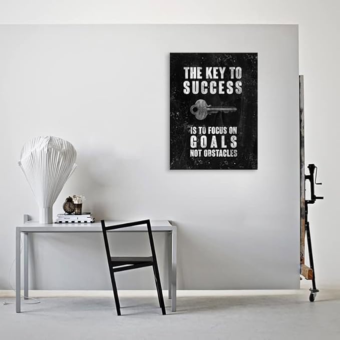 The Key to Success Is to Focus on Goals Not Obstacles Motivational Canvas Wall Art Inspirational Success Poster Printing Artwork Office Decoration Frame Home Classroom Ready to hang[30″W X 40″H]