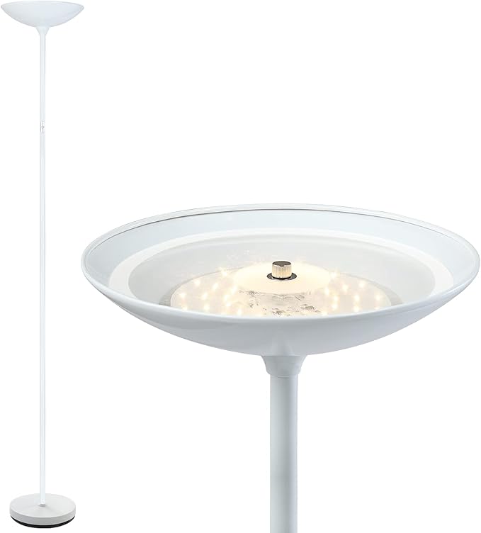 BoostArea Floor Lamp, 70.5‘’ Torchiere Standing Lamp, 20W 2000LM LED Halogen Floor Lamp,Stepless Dimmable, Touch Switch, Pole Sky Floor Lamps for Living Room, Standing Lamps for Bedroom, White