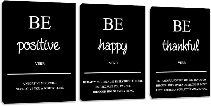Azrosap Motivational Canvas Wall Art 3 Piece Positive Print Pictures Canvas Art for Home Office Wall Decor Poster Artwork Painting Home Decorations for Living Room Bedroom Gym (36”Wx16”H)