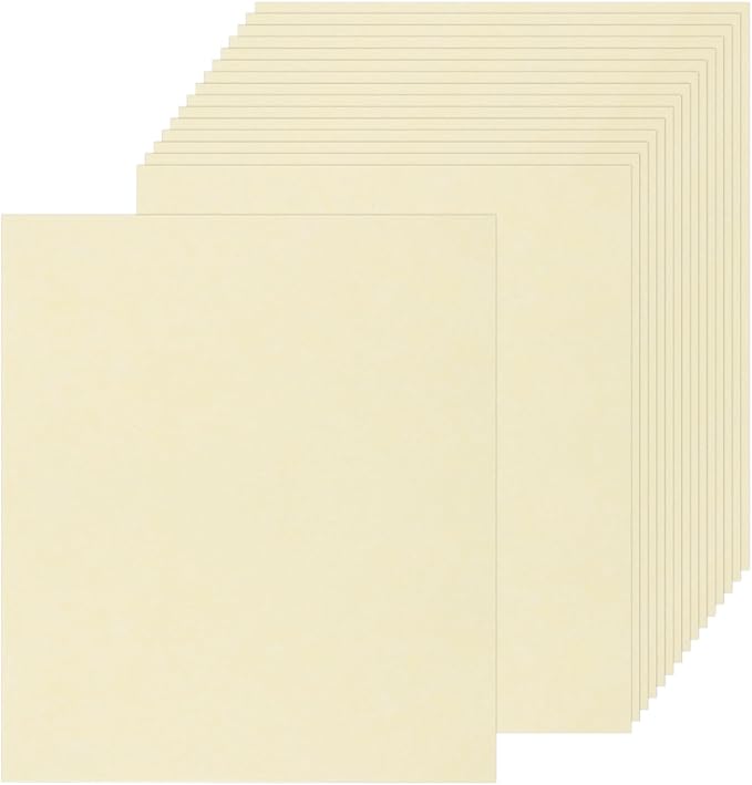 25 Sheets Parchment Paper Aged Look Stationery 200GSM Vintage Paper Sheet, [for Certificate, Invitation, Envelope] - 8.5 x 11 Inch/Cream Yellow