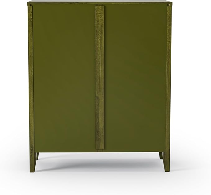Camaflexi Shaker Style 3 Shelf Bookcase/Solid Wood / 36" High/Adjustable Shelving/Closed Back/Display Bookshelf for Living Room, Bedroom, Home and Office, Olive Grove Green