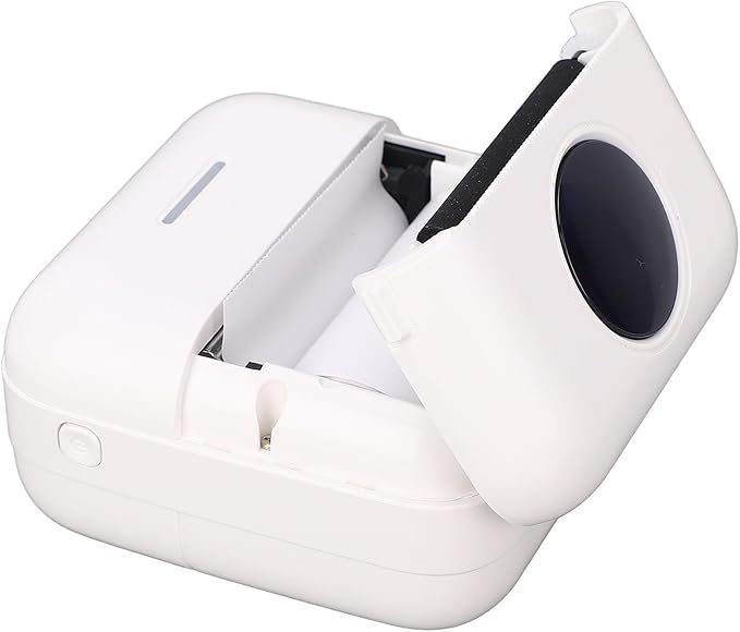 Portable Thermal Sticker Printer with Bluetooth Connectivity for Mobile Devices - Includes 10 Rolls of 57 x 26 mm Self Adhesive Paper - Inkless Printing for Office and Personal Use