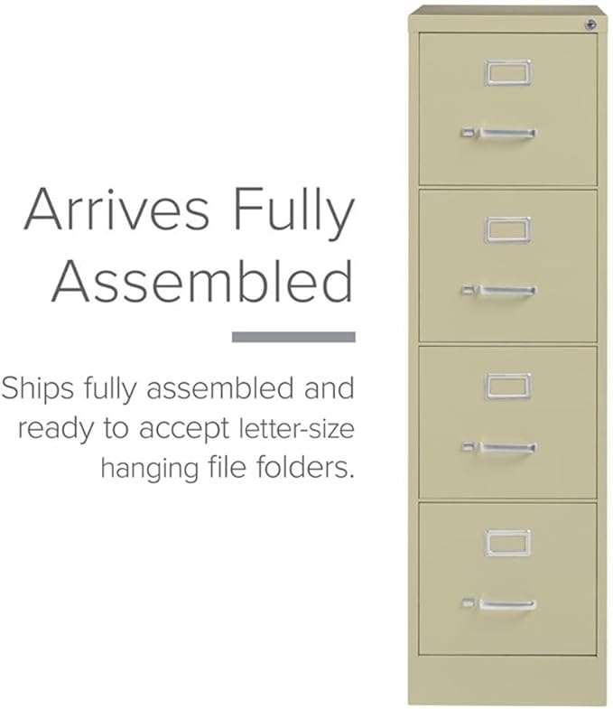 25" Deep Commercial 4 Drawer Letter Size High Side Vertical File Cabinet Color: Putty