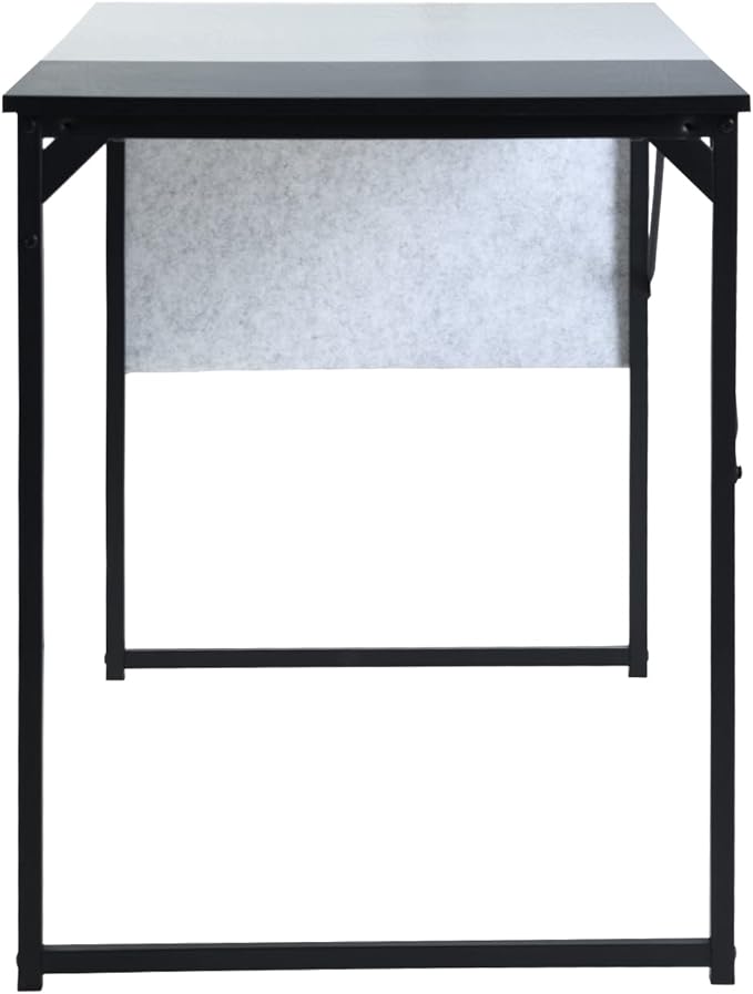 Homy Casa Inc 47 inch Study Storage Bag Space Saving for Home Office, Modern Simple Style PC Metal Frame Computer Desk, Writing Table, Black, White