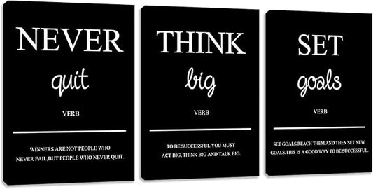 Motivational Wall Art for Office - Inspirational Canvas Framed Painting Picture Artwork for Bedroom Living Room Home Decoration - Ready to Hang (36"Wx16"H)