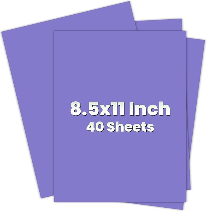 Purple Cardstock 8.5 x 11 Purple Paper,Lavender Cardstock Paper 8.5x11 Copy Paper, 40 Sheets Card Stock for Party,Invitations,Art,Drawing,Menus,DIY Card,Tags,Craft,Certificates,School,Office Printing