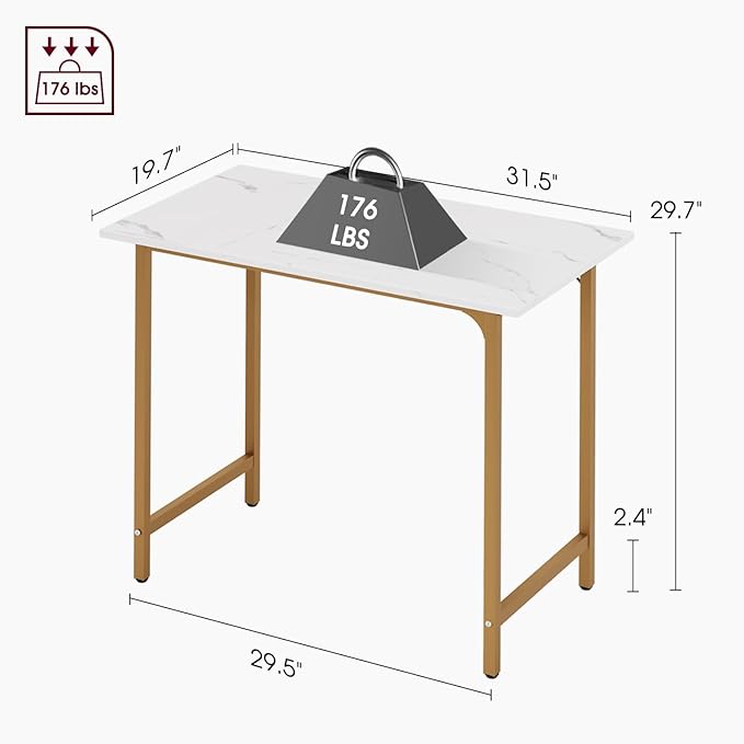BestOffice Computer Desk,Home Office Desk, Modern Simple Style for Home Office Study Writing (Gold, 32 Inch)