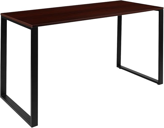 Flash Furniture Modern Commercial Grade Desk Industrial Style Computer Desk Sturdy Home Office Desk - 55" Length (Mahogany)
