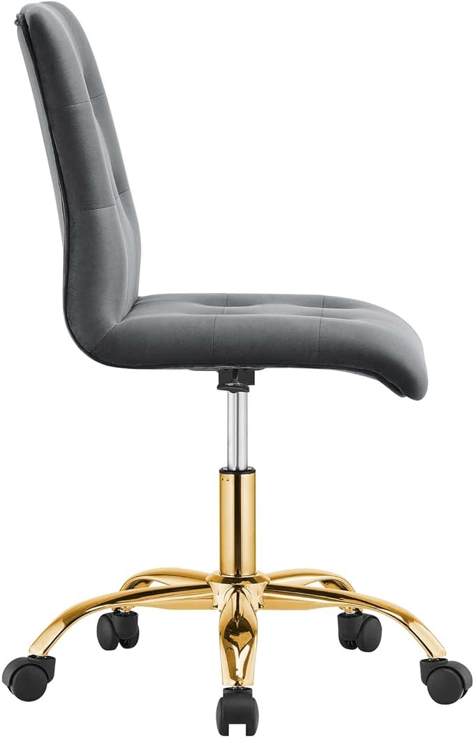 Modway Prim Armless Performance Velvet Office Chair in Gold Gray