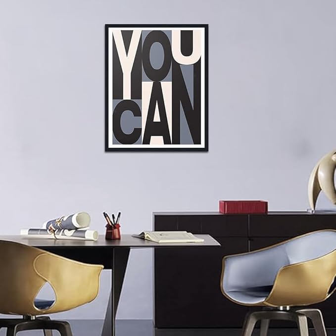 You Can Positive Affirmations Framed Canvas Print Wall Art, Motivational Wall Decor for Office, Boys Room & Gym, Ready to Hang, 12.5x16.5 Inches