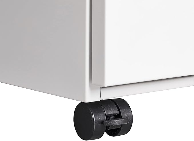 [Fully Assembled] 3-Drawer Lockable Mobile File Cabinet – Metal A4/Letter/Legal Size Storage for Home/Office, Pre-Assembled, Space-Saving Under-Desk Cabinet with Wheels (White)