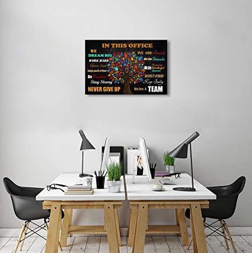 Wall Art for Office Motivational Wall Art Inspirational Poster Quotes Office Wall Decor for Girls Women Room Décor Canvas Print Framed Rustic Canvas Art Framed In This Office 16x24inch Ready to Hang