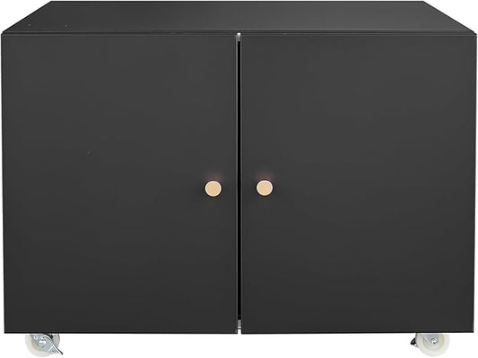 Print Mobile Printer Stand, Rolling Filing Cabinet, Lateral Office Filing Cabinet fits A4 or Letter Size for Home Office (Black, H17.72)